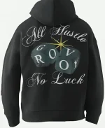 All Hustle No Luck Printed Pullover Black Hoodie