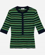 And Just Like That Miranda Hobbs Green Short Sleeve Stripe Top