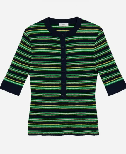 And Just Like That Miranda Hobbs Green Short Sleeve Stripe Top