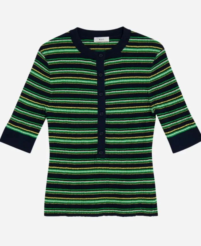 And Just Like That Miranda Hobbs Green Short Sleeve Stripe Top