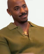 And Just Like That S03 Mehcad Brooks Green Braided Polo Shirt