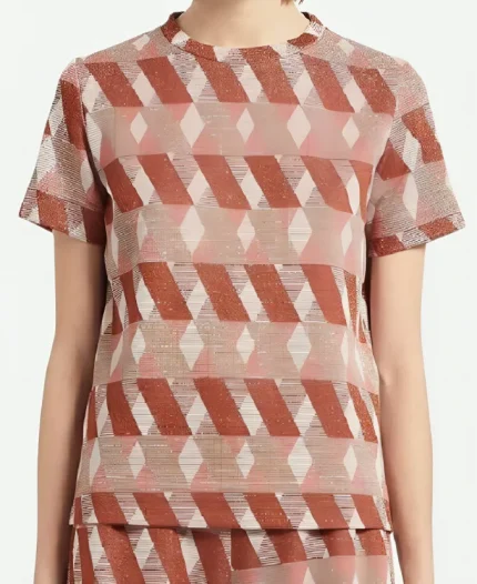 And Just Like That Season 03 Miranda Hobbes Jacquard Metallic Top