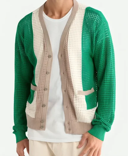 Assisted Living S06 Alex Henderson Green Crochet Cardigan