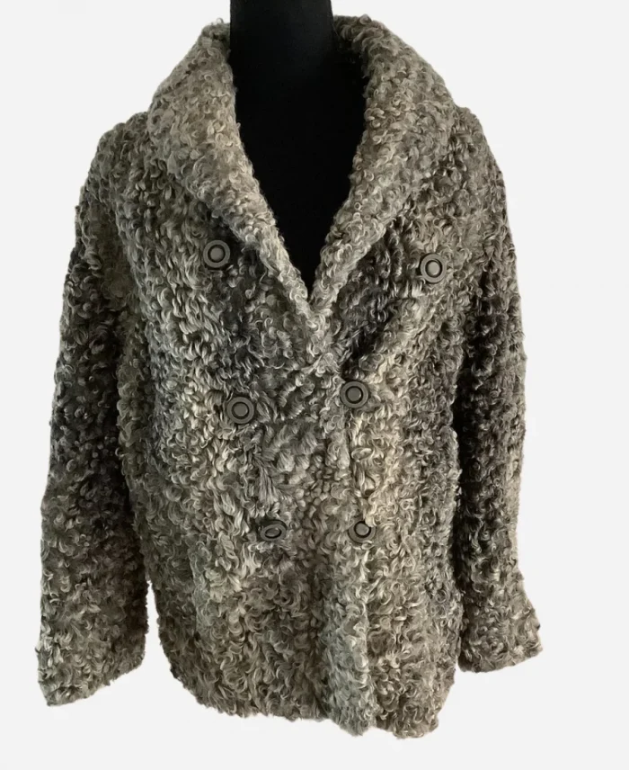 Astrakhan Shearling Vintage Grey Fur Coat