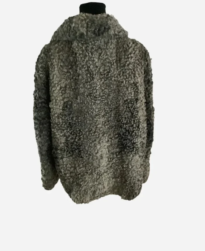 Astrakhan Shearling Vintage Grey Fur Coat For Sale