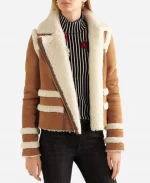 Asymmetrical Zip Fastening Shearling Jacket