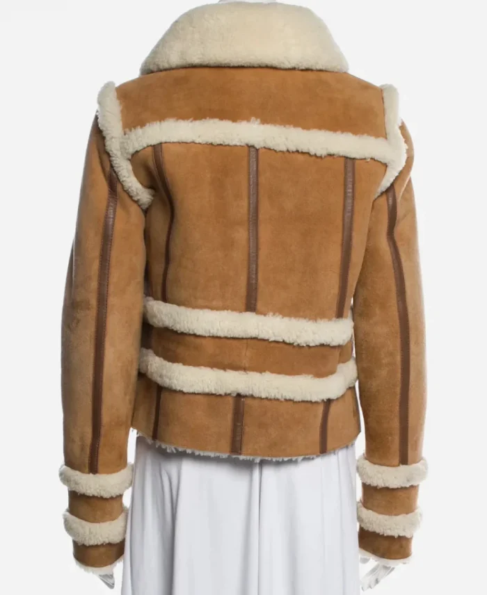 Asymmetrical Zip Fastening Shearling Jacket For Women