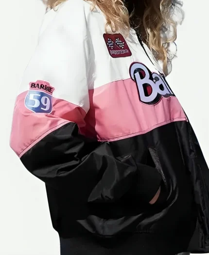Barbie Speedway Black and Pink Satin Racer Jacket