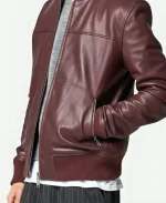 Barneys Burgundy Bomber Leather Jacket