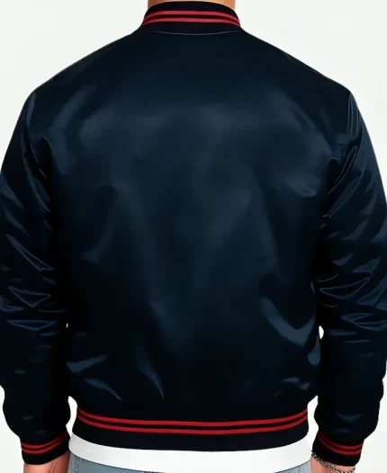 Ben Holbrough Love Island Tv Series S12 Blue Satin Varsity Bomber Jacket