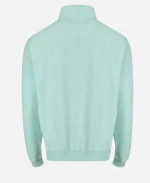 Buttoned Style Mock Collar Green Pullover Jumper