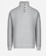 Buttoned Style Mock Collar Grey Pullover Jumper