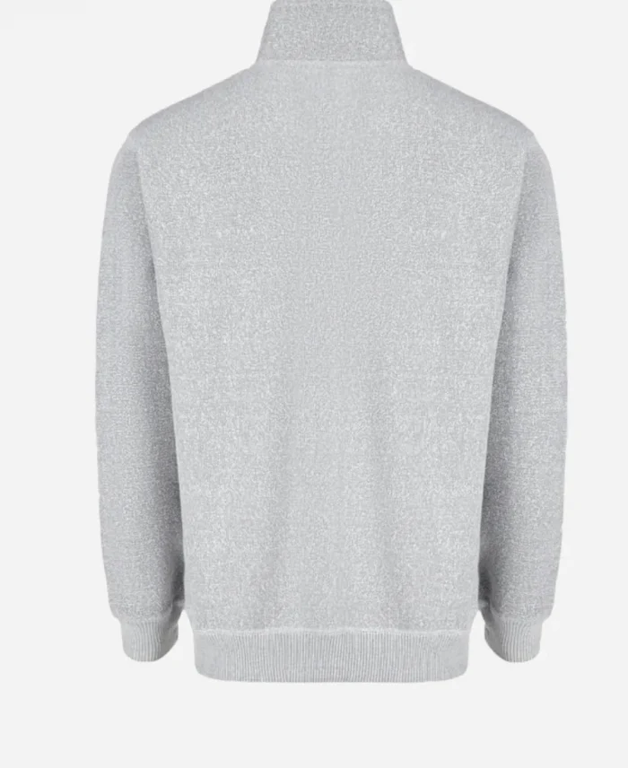 Buttoned Style Mock Collar Grey Pullover Jumper For Sale