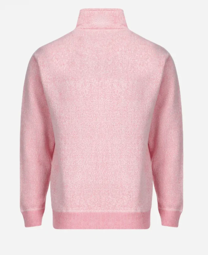 Buttoned Style Mock Collar Pink Pullover Jumper For Sale
