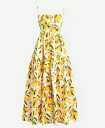 Candice King TV Series We Were Liars 2025 Bess Sinclair Lemon WhiteYellow Print Midi Dress