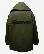 Casual Snap On Cotton Hooded Green Jacket For Sale