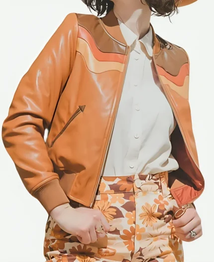 Charlie Cale Poker Face Tv Series Natasha Lyonne Brown Leather Bomber Jacket