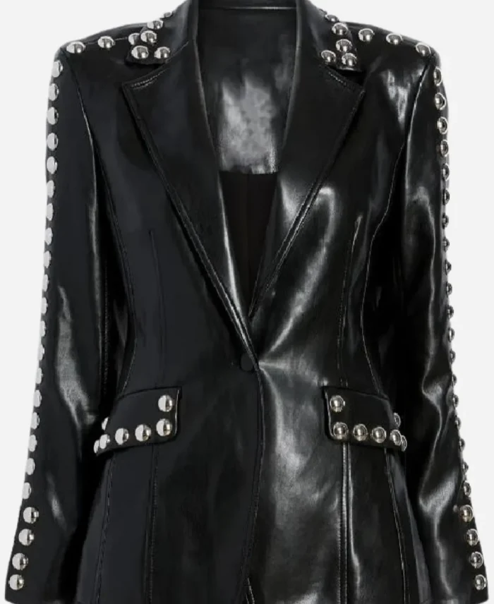Dallas Cowboys Cheerleaders Judy Trammel Black Leather Blazer For Sale