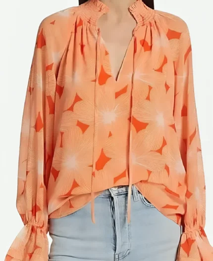 Dallas Cowboys Cheerleaders Judy Trammel Orange Floral Blouse