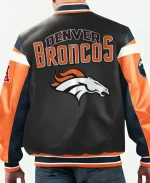 Denver Broncos Leather Bomber Jacket For Unisex