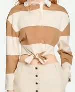 E! News 2025 Keltie Knight Striped Tie Front T-Shirt