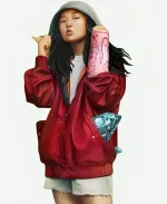 Ella Jay Basco Movie Birds of Prey Cassandra Cain Red Bomber Jacket