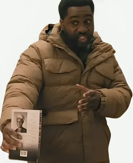 Elsbeth S02 Russell Greene Brown Hooded Puffer Jacket