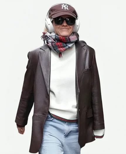 Emma Watson Leather Brown Blazer