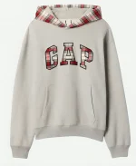 Gap Plaid Logo Grey Hoodie For Unisex