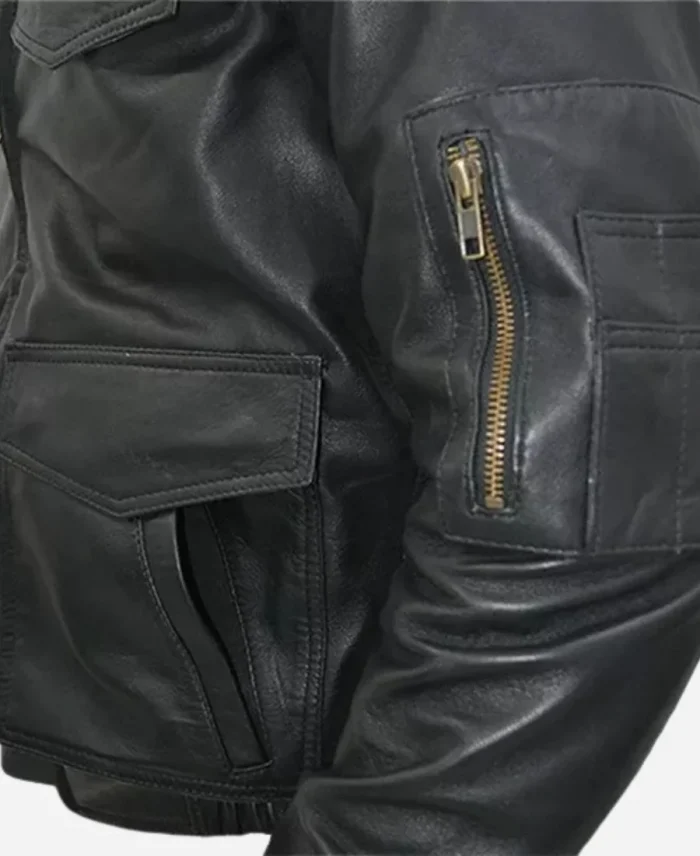 German Police Leather Black Jacket