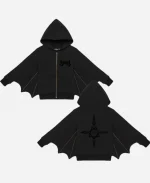 Ghost Bat Wing Black Hoodie