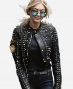 Gigi Hadid Black Leather Studded Jacket