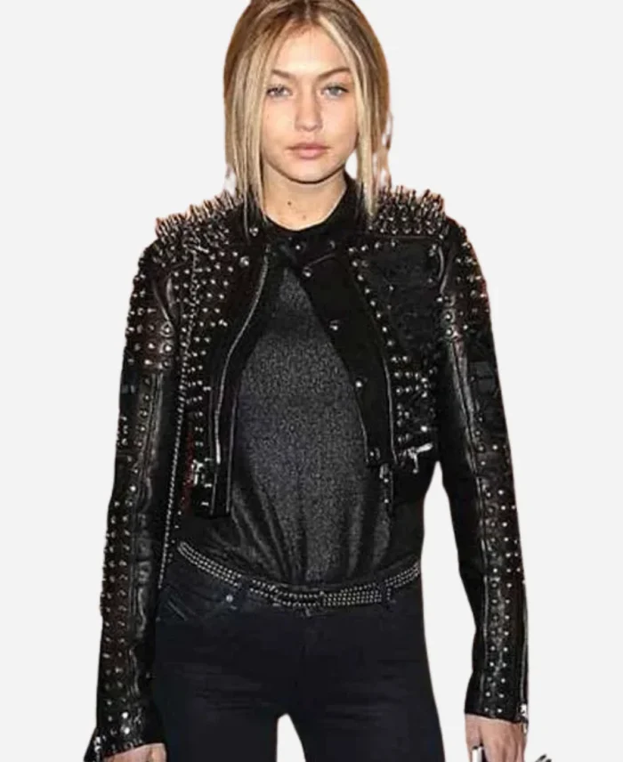 Gigi Hadid Black Studded Leather Jacket
