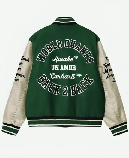 Gigi Hadid Carhartt Green Varsity Bomber Jacket