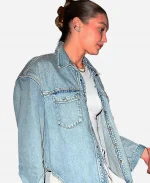 Gigi Hadid NYC Steakhouse 2025 Blue Denim Jacket
