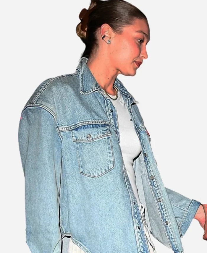 Gigi Hadid NYC Steakhouse 2025 Blue Denim Jacket