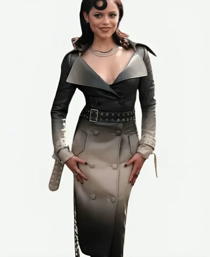 Jenna Ortega Tudum 2025 Leather Coat