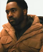 Joshua Echebiri TV Series Elsbeth 2025 Russell Greene Brown Puffer Hooded Jacket