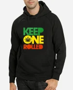Keep One Rolled Black Pullover Hoodie For Unisex