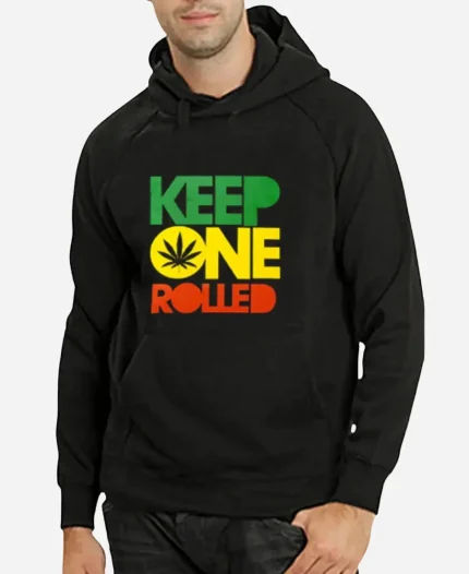 Keep One Rolled Black Pullover Hoodie For Unisex