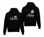 King Queen Printed Couple Black Hoodie