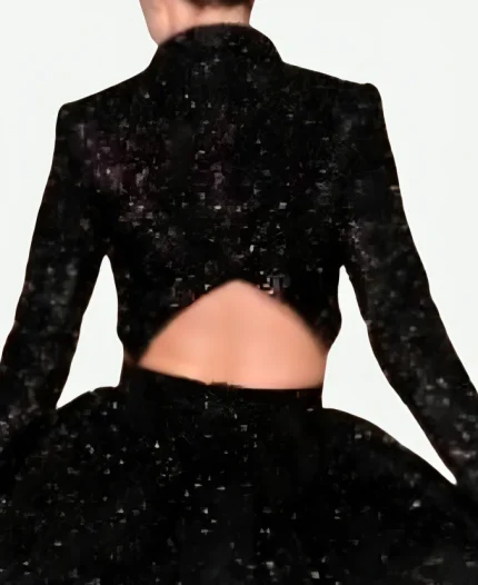 Kristin Davis Tv Series And Just Like That Season 03 Charlotte York Black Sequined Cropped Jacket