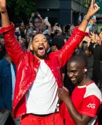 London Cross Station Will Smith Leather Red Jacket
