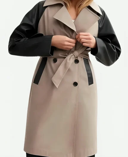 Louise Brealey Such Brave Girls Season 02 Deb Leather Sleeve Trench Coat