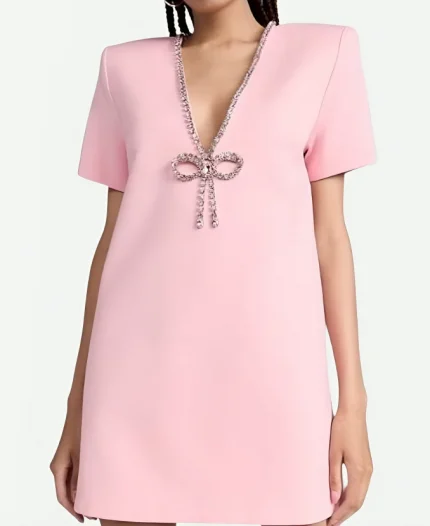 Love Hotel S01 Shannon Beador Embellished Bow Pink Dress