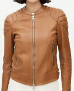Maggie Q Ballard S01 Brown Leather Jacket