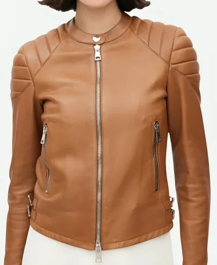 Maggie Q Ballard S01 Brown Leather Jacket