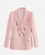 Manhã CM Pink Double Breasted Pink Blazer For Sale