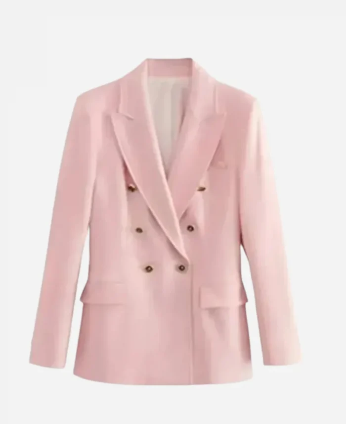 Manhã CM Pink Double Breasted Pink Blazer For Sale