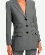 Maria Bello The Waterfront 2025 Grey Blazer